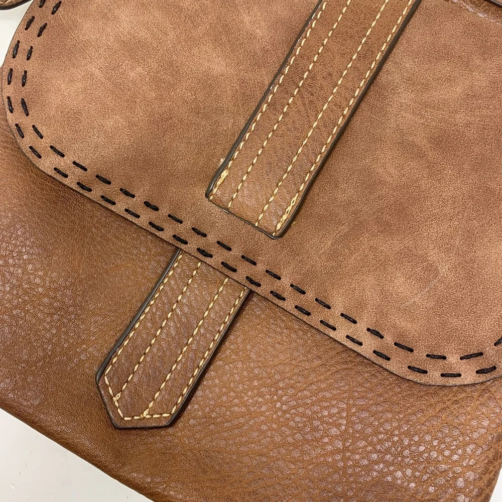 Tony Lama Brown Western Crossbody Bag Rustic Faux Leather Purse Concealed Carry